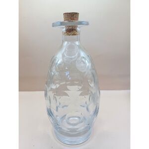 Mid Century Modern 8" Cut Circles Crystal Clear Glass Bottle Decanter